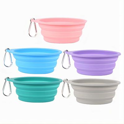 Reizigersvriendelijke silikoon pet bowl voor slow food en drinkwater op avonturen in de buitenlucht