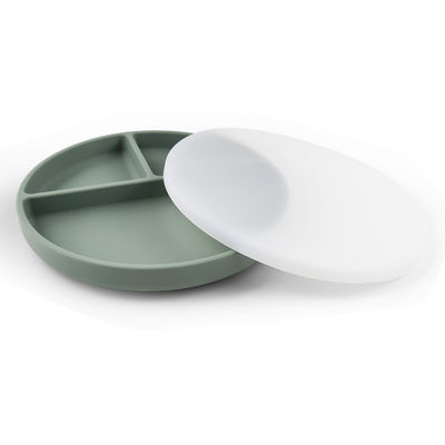 Silicone babyplaat met deksel en zuigoplossing