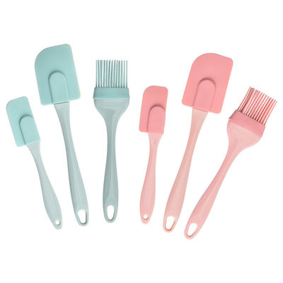 Roze siliconen schraper Drie stukken set hittebestendige spatulas BBQ borstel bakgereedschappen