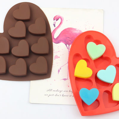 Eenmalige donkere rode siliconen zeepvorm voor 10 hartvormige chocolade keukenvoorzieningen