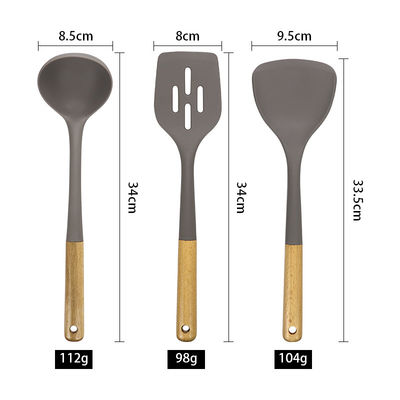 Silicone Keuken Drie-stuk Set Hittebestendige Schaaf Niet-plakkende Lepel Houten Handle