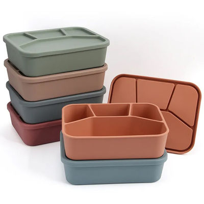 Food Grade Silicone Bento Lunch Box Opvouwbare container met deksel en 4 compartimenten