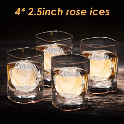 Silicone Rose Ice Ball Maker Gemakkelijk loslaten Grote ijsblokje voor Cocktail Snack Trays