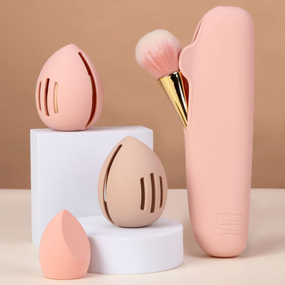 Custom milieuvriendelijke zachte siliconen make-up spons blender houder doos voor cosmetische reizen