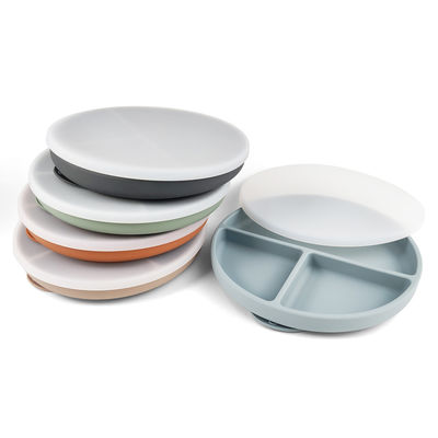 Silicone babyplaat met deksel en zuigoplossing