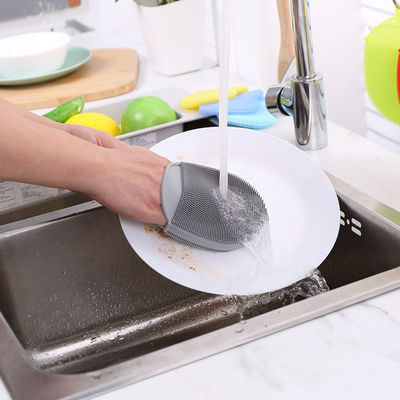 Dubbelzijdig silikoon spons vaatwasborstel voor vlekbestendig keukenreiniging
