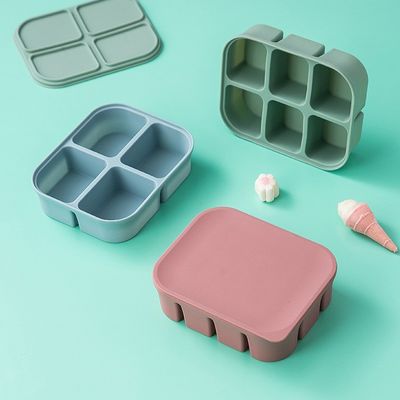 Silikon babyvoedselopslagcontainer rechthoekig Microwave veilig BPAvrij Herbruikbaar
