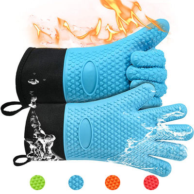 Dubbele oven handschoenen voor keuken koken BBQ bakken Hittebestendige siliconen handschoenen