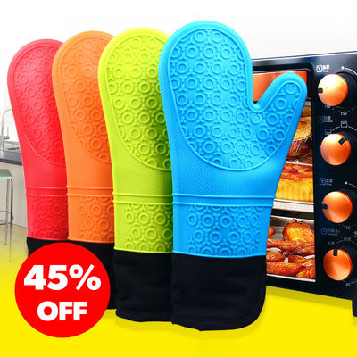 Dubbele oven handschoenen voor keuken koken BBQ bakken Hittebestendige siliconen handschoenen