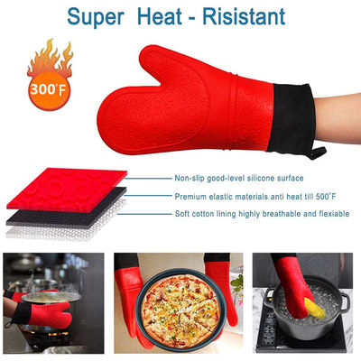 Dubbele oven handschoenen voor keuken koken BBQ bakken Hittebestendige siliconen handschoenen