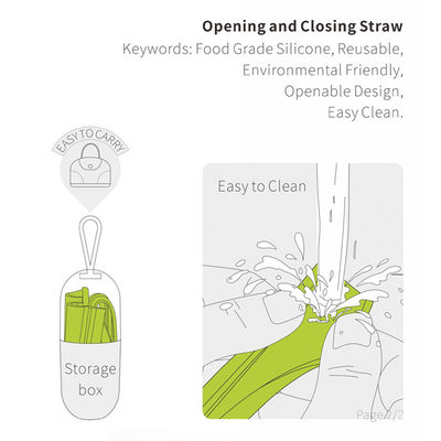 Shenzhen verkoopt BPA-vrij siliconen openbaar stro voor reizen aangepaste kleur 230 * 11mm / 17g