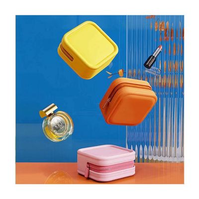 Custom logo siliconen cosmetische zak voor juwelen en cosmetische organisatie onderweg