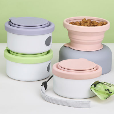 Outdoor Travel Dog Feeder 3 in 1 Opvouwbare waterbak voor huisdieren met deksel en opvouwbaar ontwerp