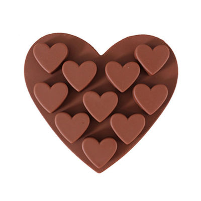 Eenmalige donkere rode siliconen zeepvorm voor 10 hartvormige chocolade keukenvoorzieningen