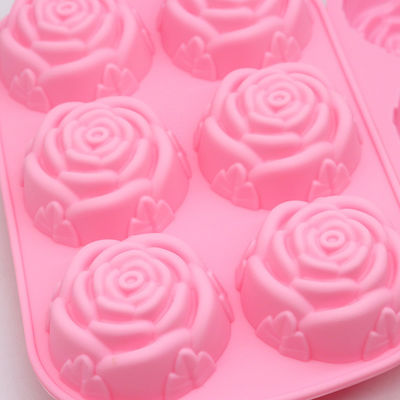 Roosbloemvormige chocoladevorm voor siliconen taart decoratie Bak in roze rood 3D