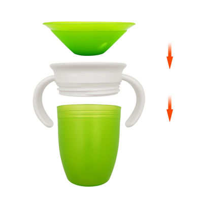 Dubbele handgreep Roze Silicone 360 graden gedraaide baby leert drinken kopje voor peuter