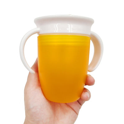 Dubbele handgreep Roze Silicone 360 graden gedraaide baby leert drinken kopje voor peuter
