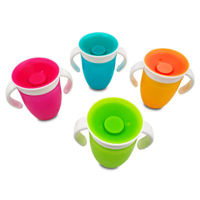 Dubbele handgreep Roze Silicone 360 graden gedraaide baby leert drinken kopje voor peuter