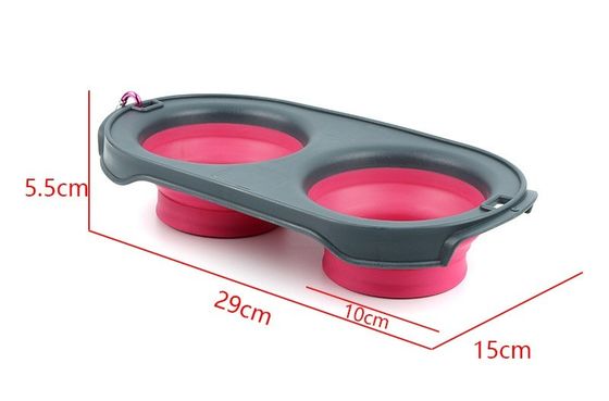 Opvouwbare reishuisdierenbeker Silicone dubbel kattenhondenbeker voor huisdierenbezitters onderweg