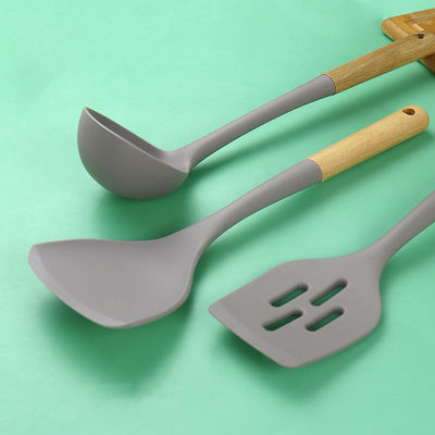 Silicone Keuken Drie-stuk Set Hittebestendige Schaaf Niet-plakkende Lepel Houten Handle