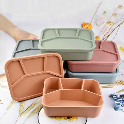 Food Grade Silicone Bento Lunch Box Opvouwbare container met deksel en 4 compartimenten