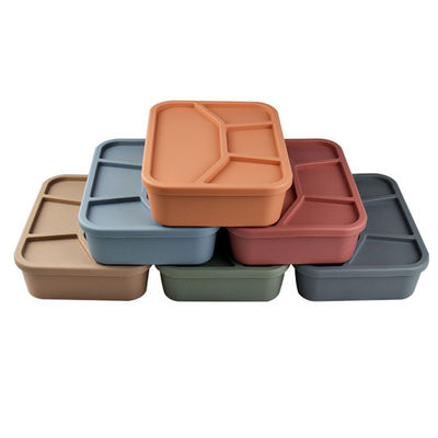 Food Grade Silicone Bento Lunch Box Opvouwbare container met deksel en 4 compartimenten