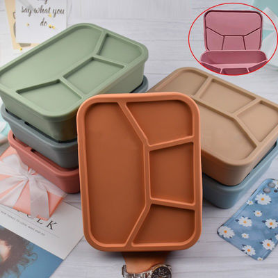Food Grade Silicone Bento Lunch Box Opvouwbare container met deksel en 4 compartimenten
