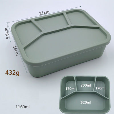 Food Grade Silicone Bento Lunch Box Opvouwbare container met deksel en 4 compartimenten