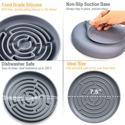 Custom Logo Huisdier Schalen Voeders Ronde Labyrint Silicone Slow Feeder met voorraad zuigmat